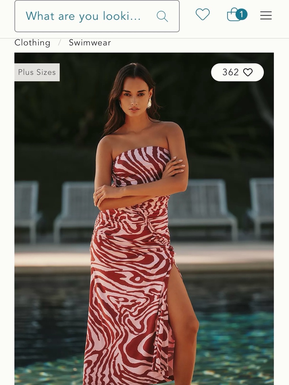 Anthropologie Strapless Zebra-Print Maxi Dress in Rust & Cream